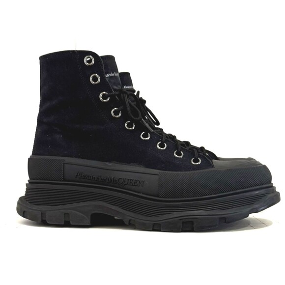 Alexander McQueen Black Canvas High Top Boots Chunky Lug Sole Sneakers EU 43.5 main image 5